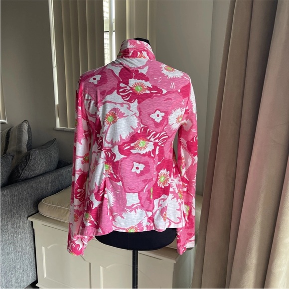 Lilly Pulitzer Cherry Begonia Floral Hot Pink Cardigan Open Front S - Picture 3 of 5
